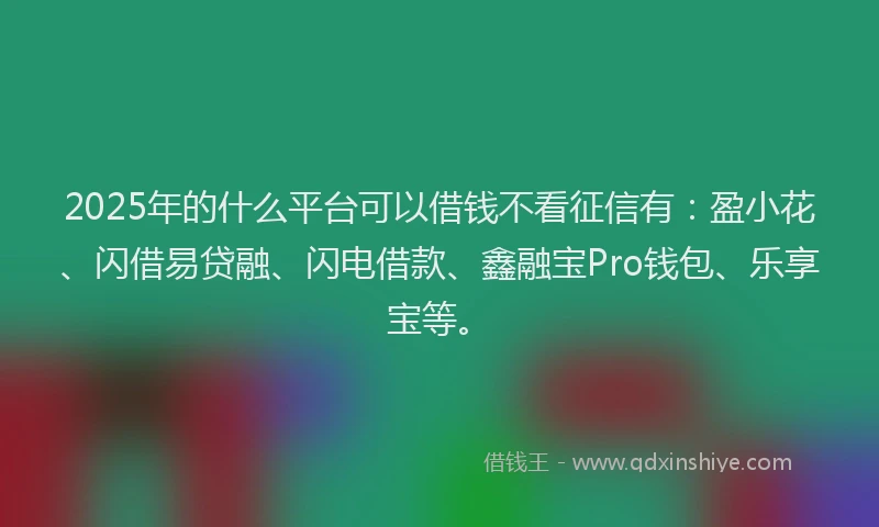 2025年的什么平台可以借钱不看征信有：盈小花、闪借易贷融、闪电借款、鑫融宝Pro钱包、乐享宝等。