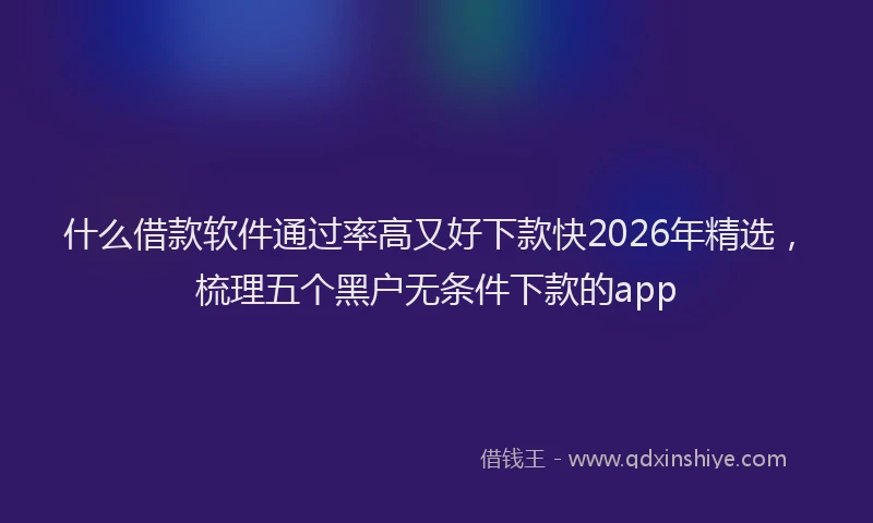 什么借款软件通过率高又好下款快2026年精选，梳理五个黑户无条件下款的app