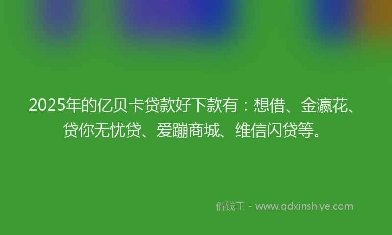2025年的亿贝卡贷款好下款有：想借、金瀛花、贷你无忧贷、爱蹦商城、维信闪贷等。