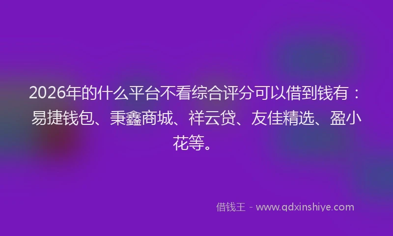 2026年的什么平台不看综合评分可以借到钱有:易捷钱包、秉鑫商城、祥云贷、友佳精选、盈小花等。