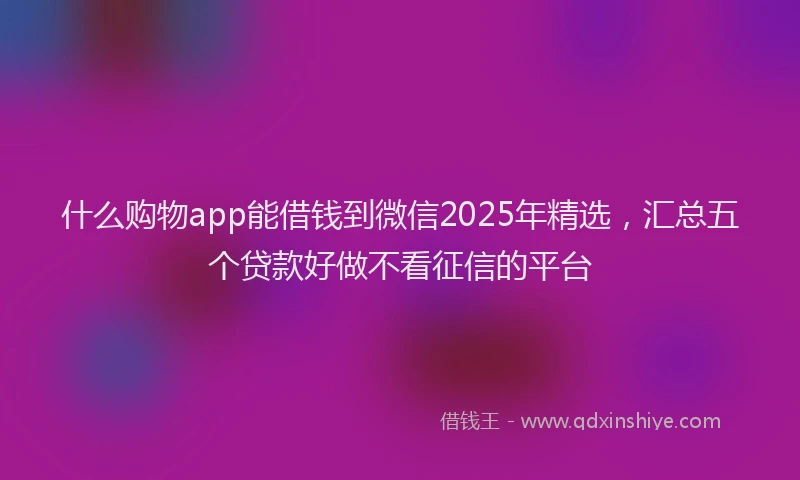 什么购物app能借钱到微信2025年精选，汇总五个贷款好做不看征信的平台