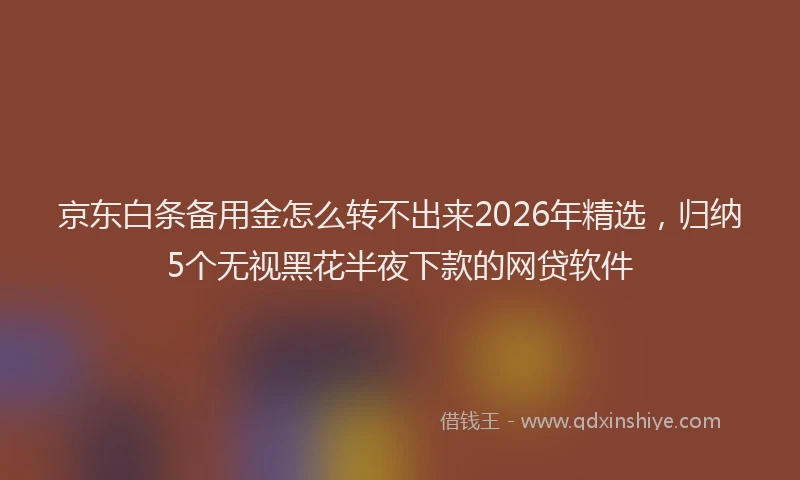 京东白条备用金怎么转不出来2026年精选，归纳5个无视黑花半夜下款的网贷软件