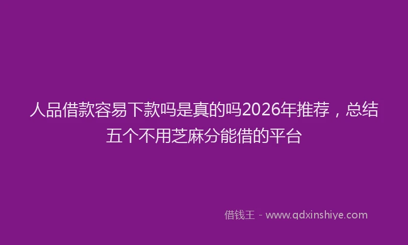 人品借款容易下款吗是真的吗2026年推荐，总结五个不用芝麻分能借的平台