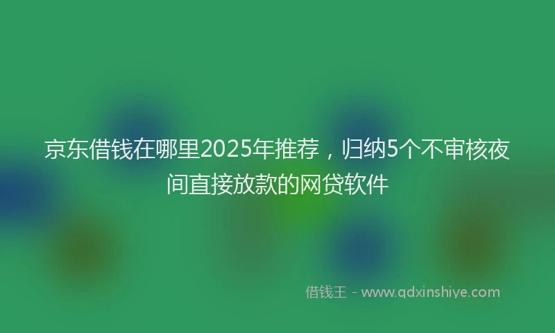 京东借钱在哪里2025年推荐，归纳5个不审核夜间直接放款的网贷软件