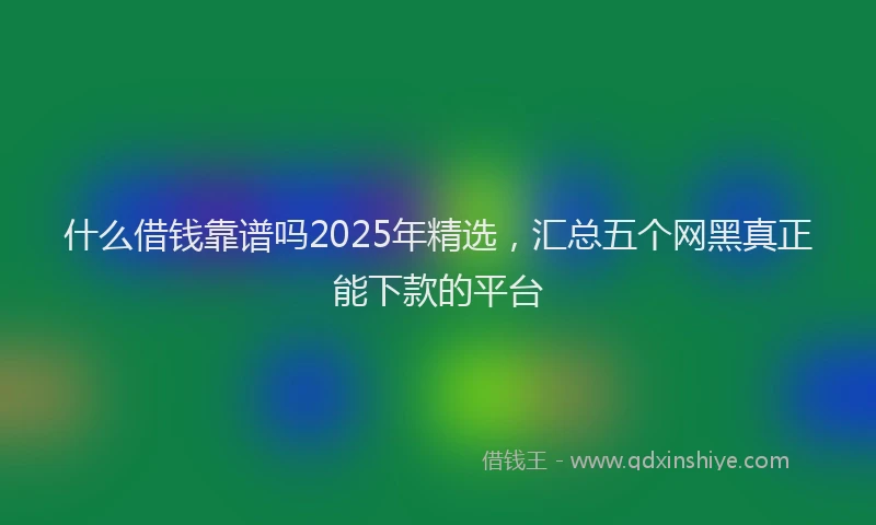 什么借钱靠谱吗2025年精选，汇总五个网黑真正能下款的平台