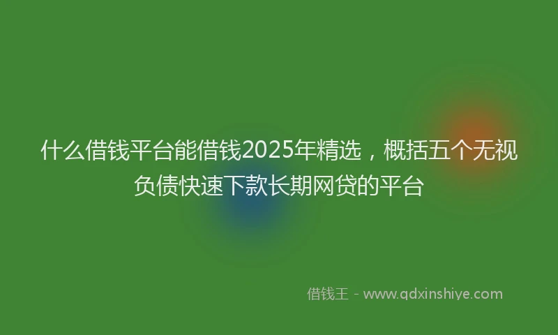什么借钱平台能借钱2025年精选，概括五个无视负债快速下款长期网贷的平台