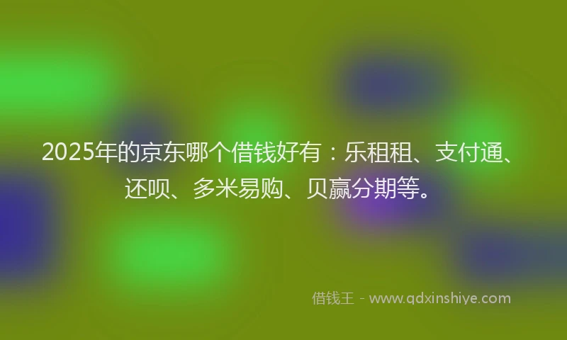 2025年的京东哪个借钱好有：乐租租、支付通、还呗、多米易购、贝赢分期等。