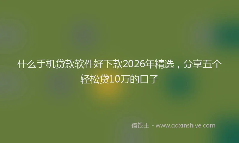 什么手机贷款软件好下款2026年精选，分享五个轻松贷10万的口子