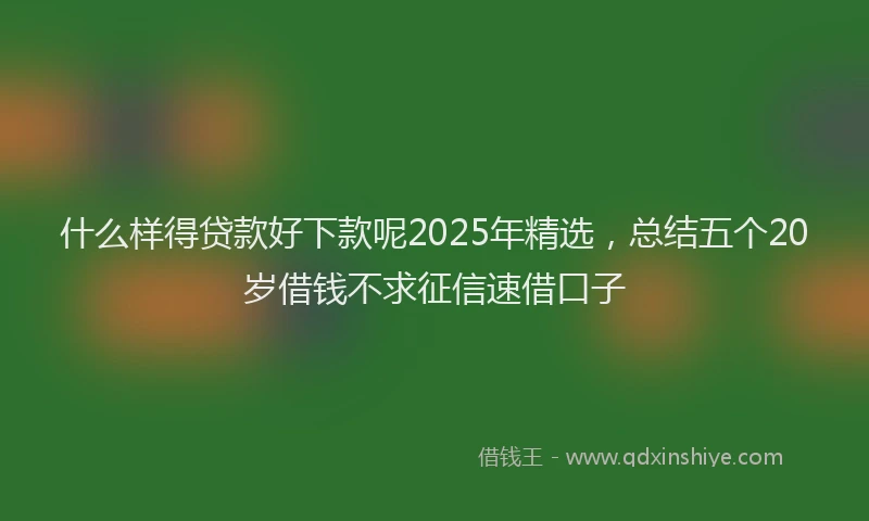 什么样得贷款好下款呢2025年精选，总结五个20岁借钱不求征信速借口子