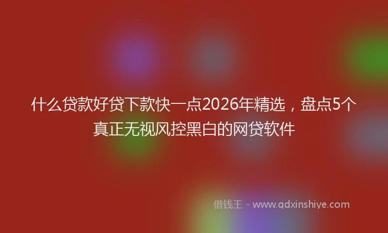 什么贷款好贷下款快一点2026年精选，盘点5个真正无视风控黑白的网贷软件