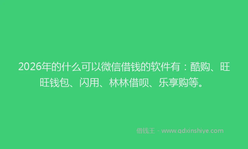 2026年的什么可以微信借钱的软件有:酷购、旺旺钱包、闪用、林林借呗、乐享购等。