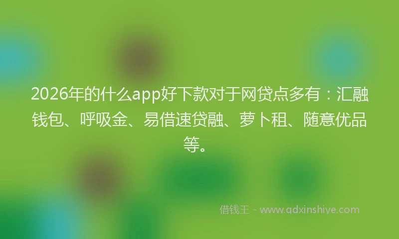 2026年的什么app好下款对于网贷点多有:汇融钱包、呼吸金、易借速贷融、萝卜租、随意优品等。