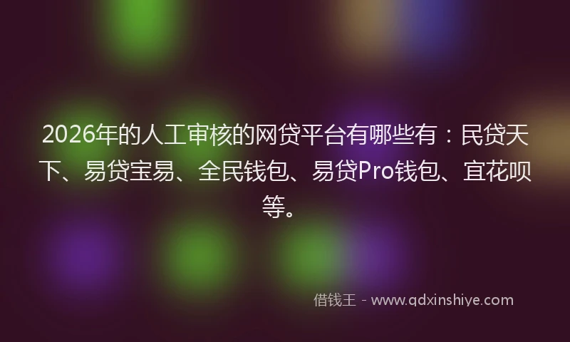 2026年的人工审核的网贷平台有哪些有：民贷天下、易贷宝易、全民钱包、易贷Pro钱包、宜花呗等。