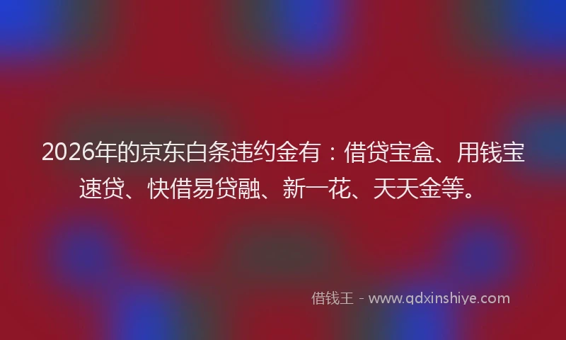2026年的京东白条违约金有:借贷宝盒、用钱宝速贷、快借易贷融、新一花、天天金等。