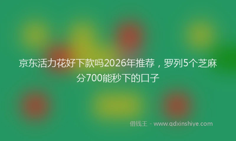 京东活力花好下款吗2026年推荐，罗列5个芝麻分700能秒下的口子