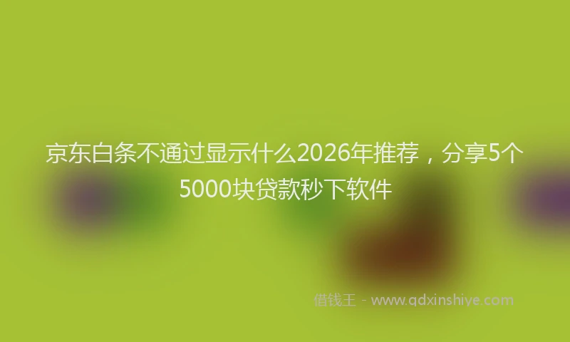 京东白条不通过显示什么2026年推荐，分享5个5000块贷款秒下软件