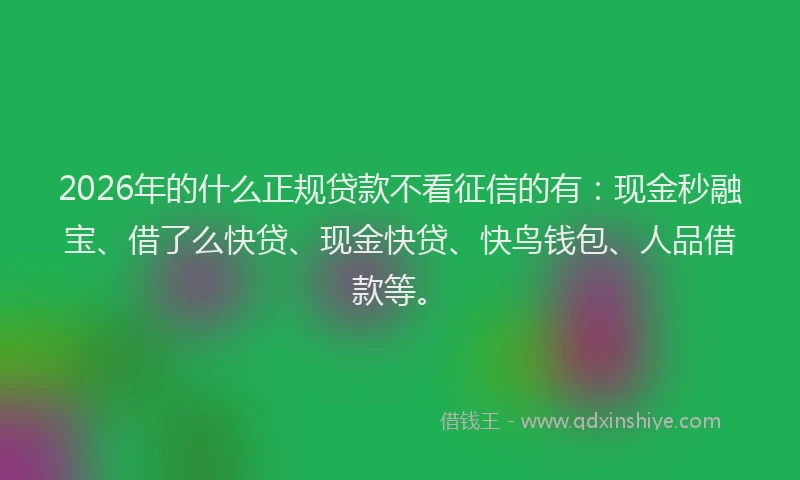 2026年的什么正规贷款不看征信的有：现金秒融宝、借了么快贷、现金快贷、快鸟钱包、人品借款等。