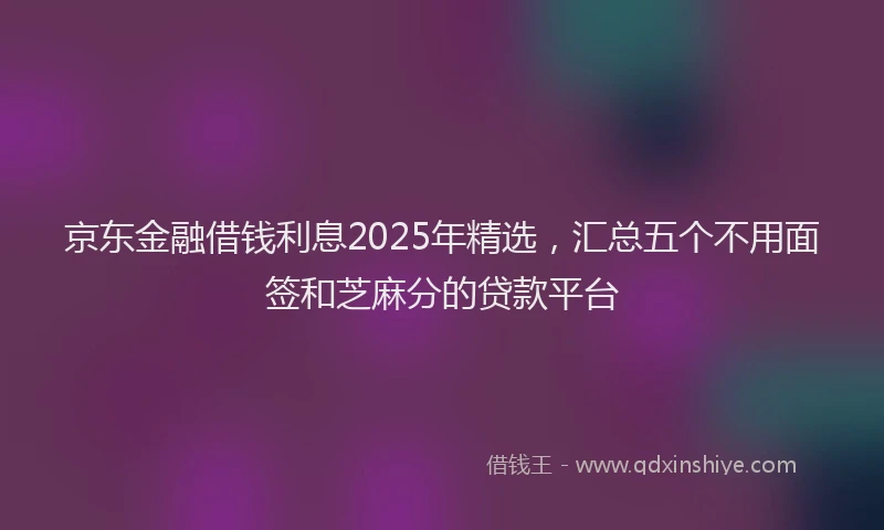 京东金融借钱利息2025年精选，汇总五个不用面签和芝麻分的贷款平台