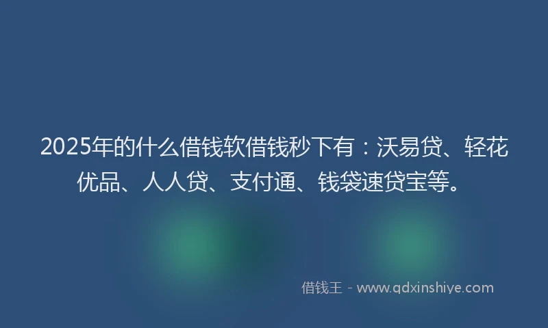 2025年的什么借钱软借钱秒下有：沃易贷、轻花优品、人人贷、支付通、钱袋速贷宝等。
