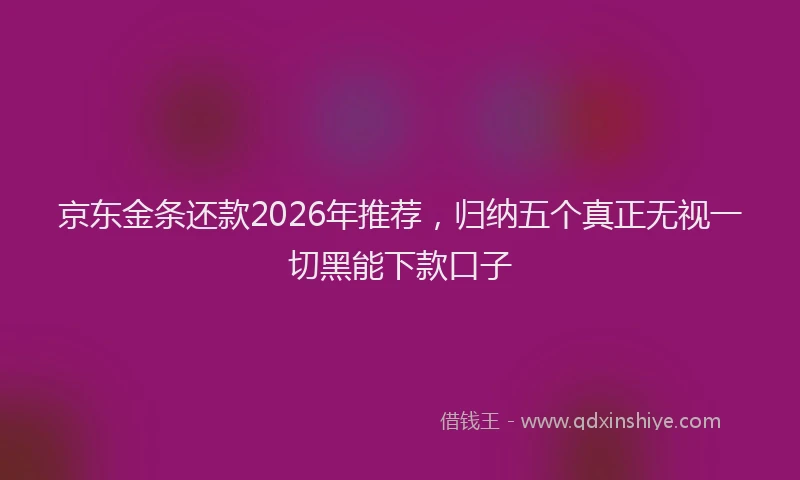 京东金条还款2026年推荐，归纳五个真正无视一切黑能下款口子