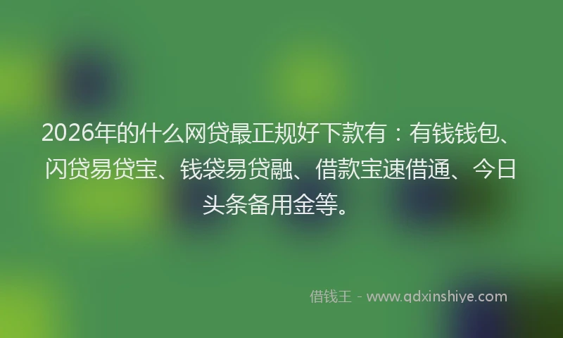 2026年的什么网贷最正规好下款有：有钱钱包、闪贷易贷宝、钱袋易贷融、借款宝速借通、今日头条备用金等。