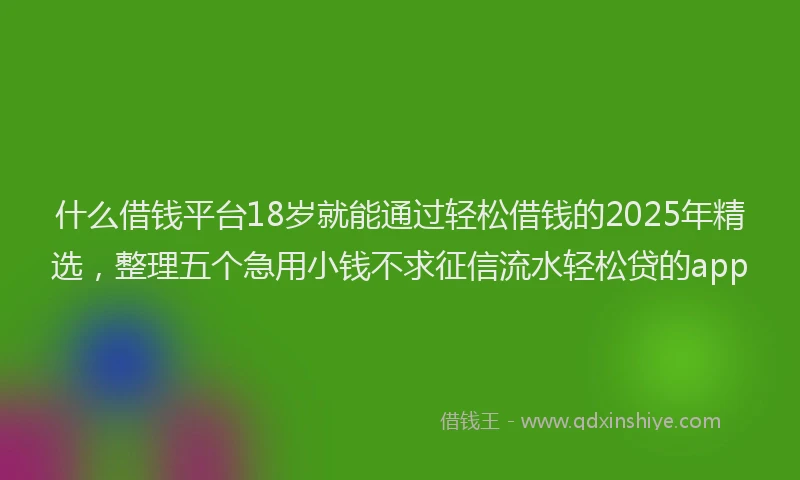 什么借钱平台18岁就能通过轻松借钱的2025年精选，整理五个急用小钱不求征信流水轻松贷的app