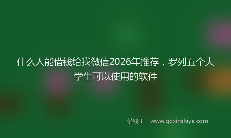 什么人能借钱给我微信2026年推荐，罗列五个大学生可以使用的软件