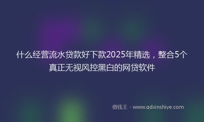 什么经营流水贷款好下款2025年精选，整合5个真正无视风控黑白的网贷软件