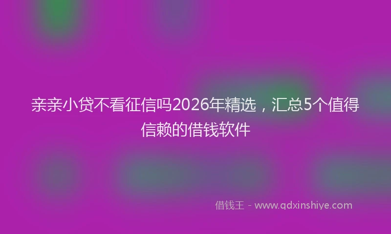 亲亲小贷不看征信吗2026年精选,汇总5个值得信赖的借钱软件
