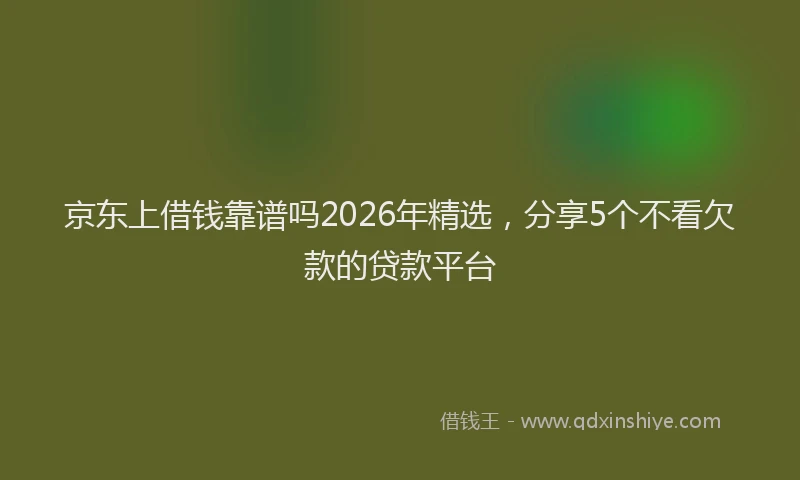 京东上借钱靠谱吗2026年精选，分享5个不看欠款的贷款平台