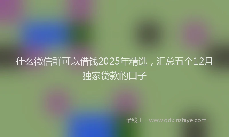 什么微信群可以借钱2025年精选，汇总五个12月独家贷款的口子