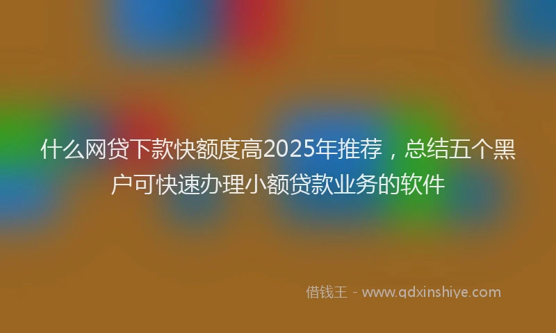 什么网贷下款快额度高2025年推荐，总结五个黑户可快速办理小额贷款业务的软件