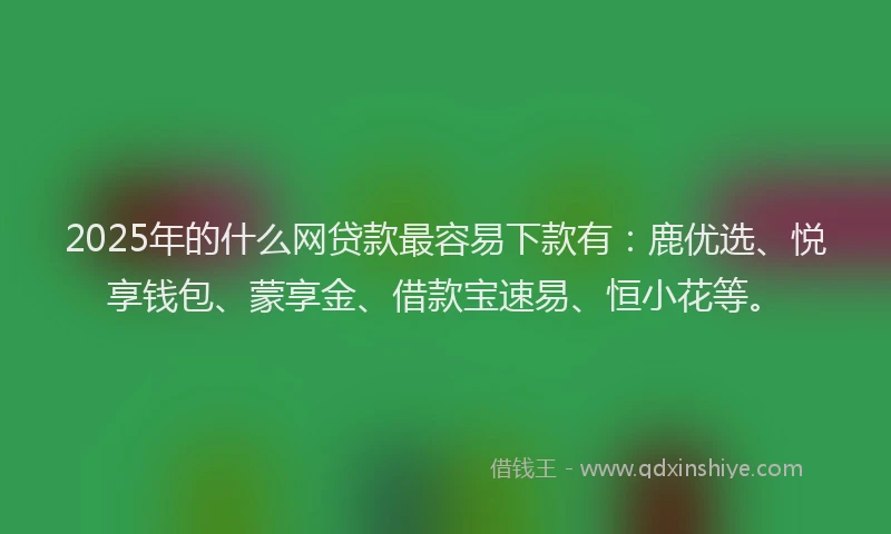 2025年的什么网贷款最容易下款有：鹿优选、悦享钱包、蒙享金、借款宝速易、恒小花等。