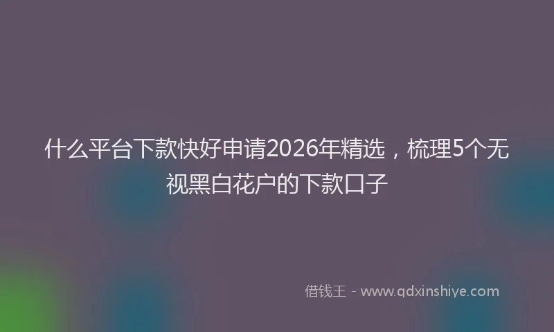 什么平台下款快好申请2026年精选，梳理5个无视黑白花户的下款口子