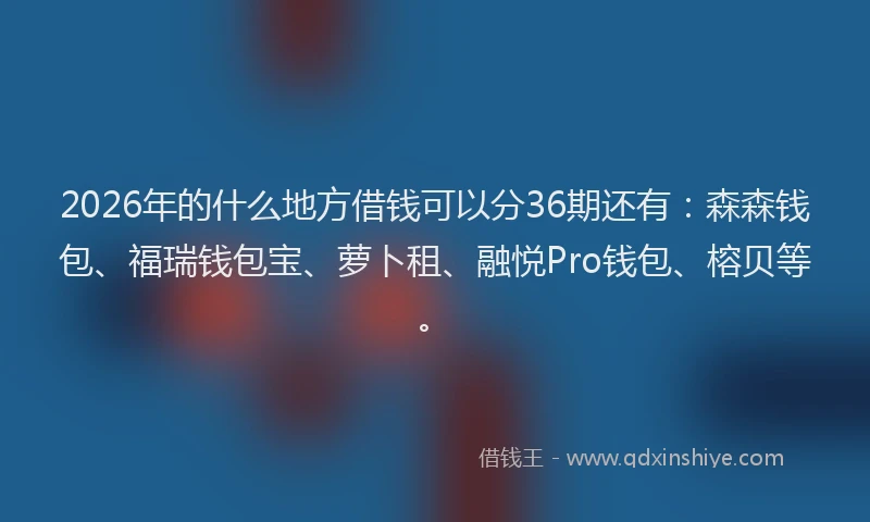 2026年的什么地方借钱可以分36期还有：森森钱包、福瑞钱包宝、萝卜租、融悦Pro钱包、榕贝等。