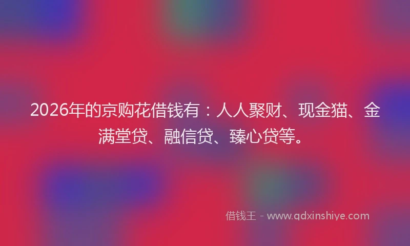 2026年的京购花借钱有：人人聚财、现金猫、金满堂贷、融信贷、臻心贷等。