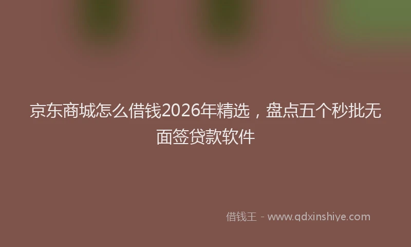 京东商城怎么借钱2026年精选，盘点五个秒批无面签贷款软件