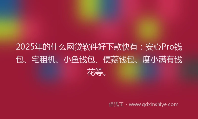 2025年的什么网贷软件好下款快有：安心Pro钱包、宅租机、小鱼钱包、便荔钱包、度小满有钱花等。