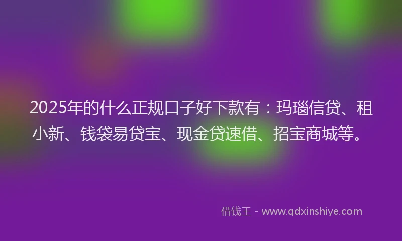 2025年的什么正规口子好下款有：玛瑙信贷、租小新、钱袋易贷宝、现金贷速借、招宝商城等。