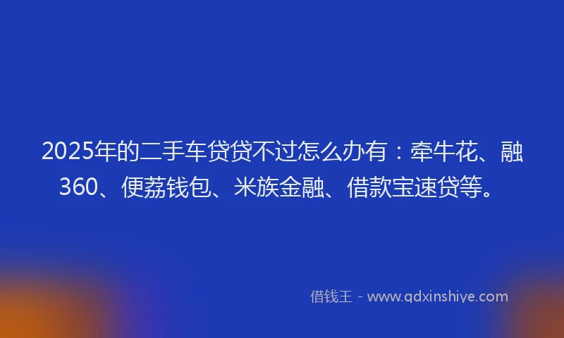 2025年的二手车贷贷不过怎么办有：牵牛花、融360、便荔钱包、米族金融、借款宝速贷等。