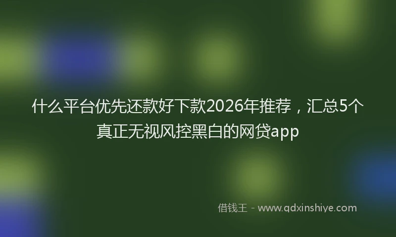 什么平台优先还款好下款2026年推荐，汇总5个真正无视风控黑白的网贷app