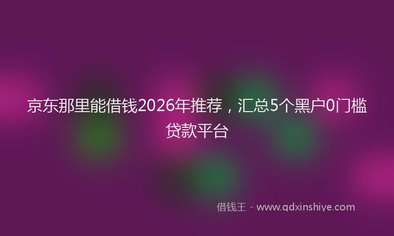 京东那里能借钱2026年推荐，汇总5个黑户0门槛贷款平台