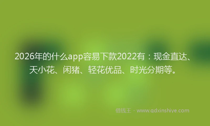 2026年的什么app容易下款2022有:现金直达、天小花、闲猪、轻花优品、时光分期等。
