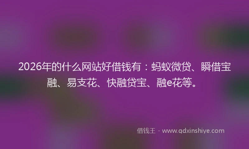 2026年的什么网站好借钱有：蚂蚁微贷、瞬借宝融、易支花、快融贷宝、融e花等。