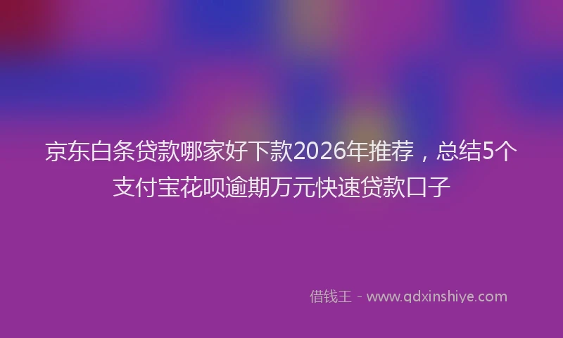 京东白条贷款哪家好下款2026年推荐，总结5个支付宝花呗逾期万元快速贷款口子