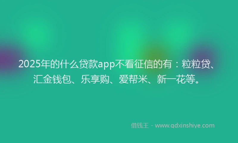 2025年的什么贷款app不看征信的有：粒粒贷、汇金钱包、乐享购、爱帮米、新一花等。