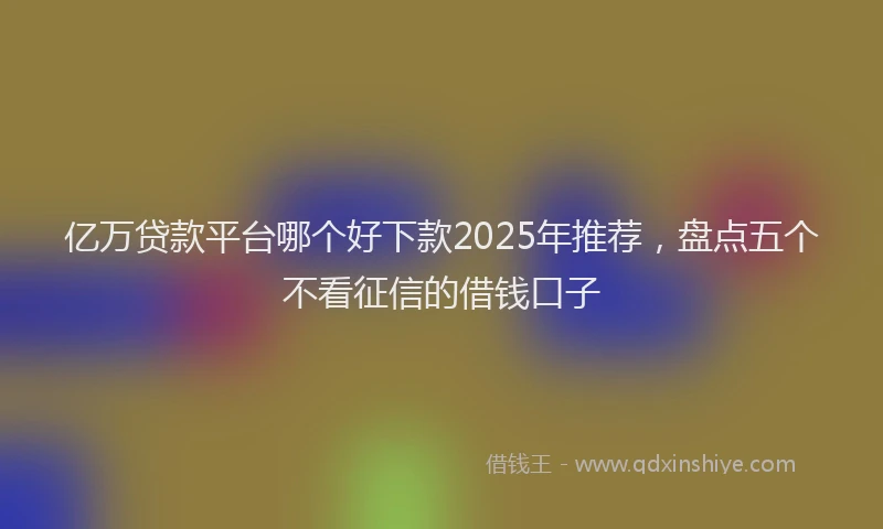 亿万贷款平台哪个好下款2025年推荐，盘点五个不看征信的借钱口子