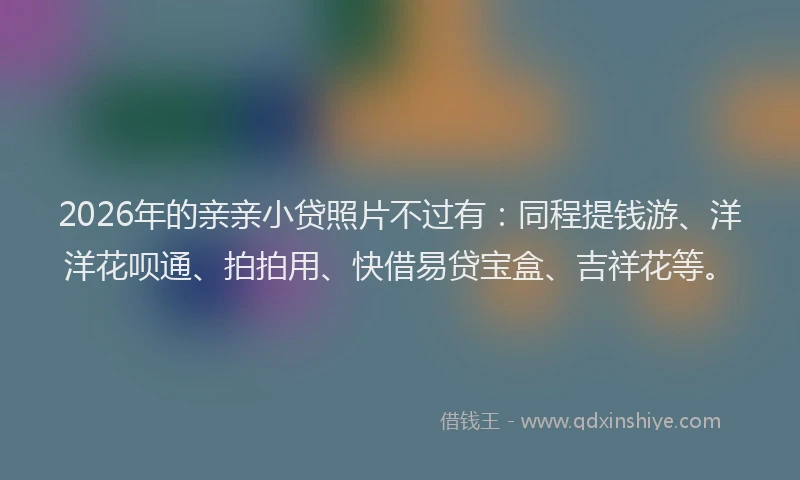 2026年的亲亲小贷照片不过有：同程提钱游、洋洋花呗通、拍拍用、快借易贷宝盒、吉祥花等。