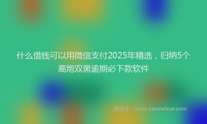 什么借钱可以用微信支付2025年精选,归纳5个高炮双黑逾期必下款软件