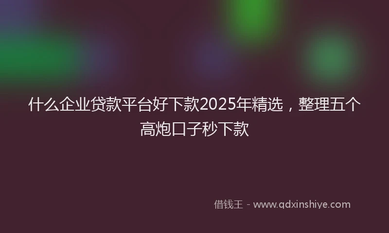 什么企业贷款平台好下款2025年精选，整理五个高炮口子秒下款